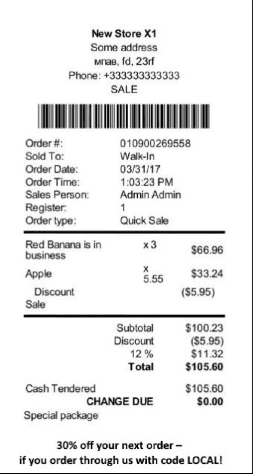 Example of a receipt from Amazon