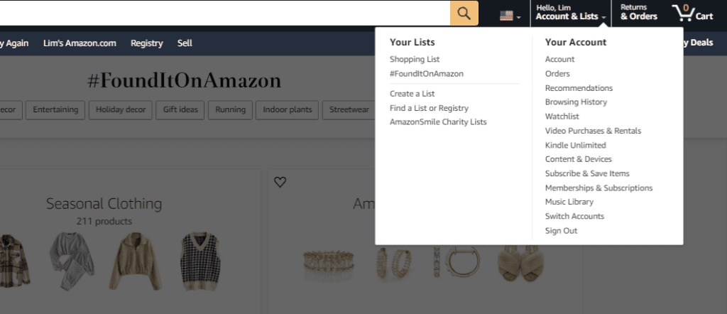 Amazon influencer storefront example