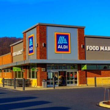 Ephrata, PA / USA - December 23, 2019: An Aldi grocery store in Lancaster County. Aldi is a global discount supermarket chain based in Germany.
