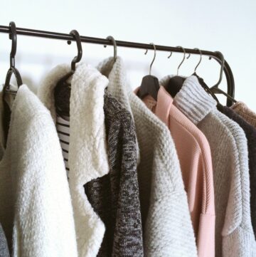 clothes on a rack